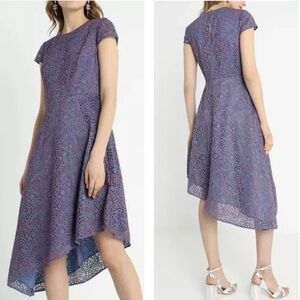 Banana Republic Cap Sleeve Asymmetrical Length‎ Hem Floral Lace Dress Size 0